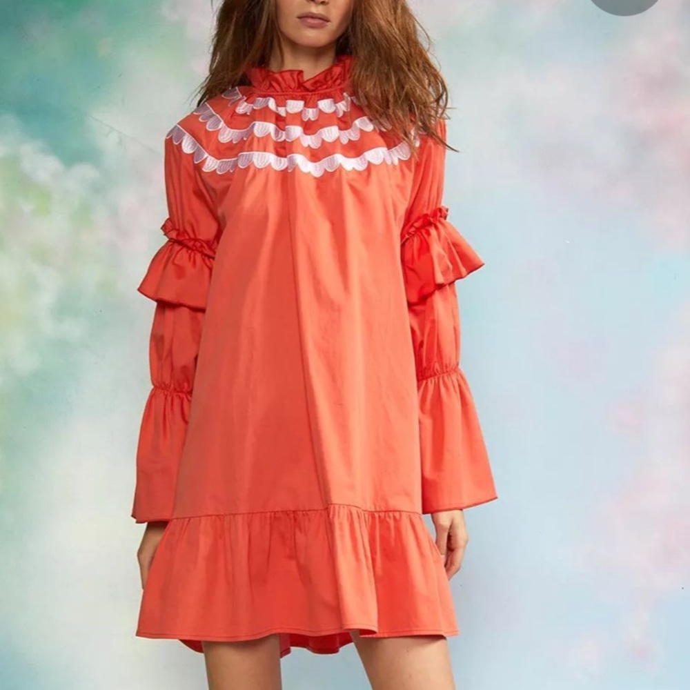 Cynthia Rowley Eden Scallop Embroidered Dress- XS